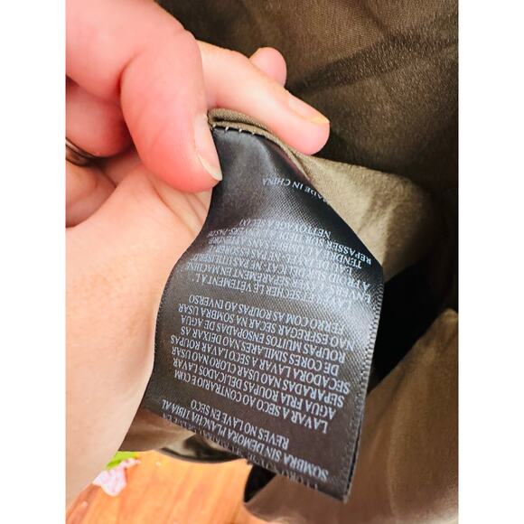 leRumi Green Brown Side Slit Shift Kinsey Back Tie Slip Dress size Medium - Picture 15 of 16